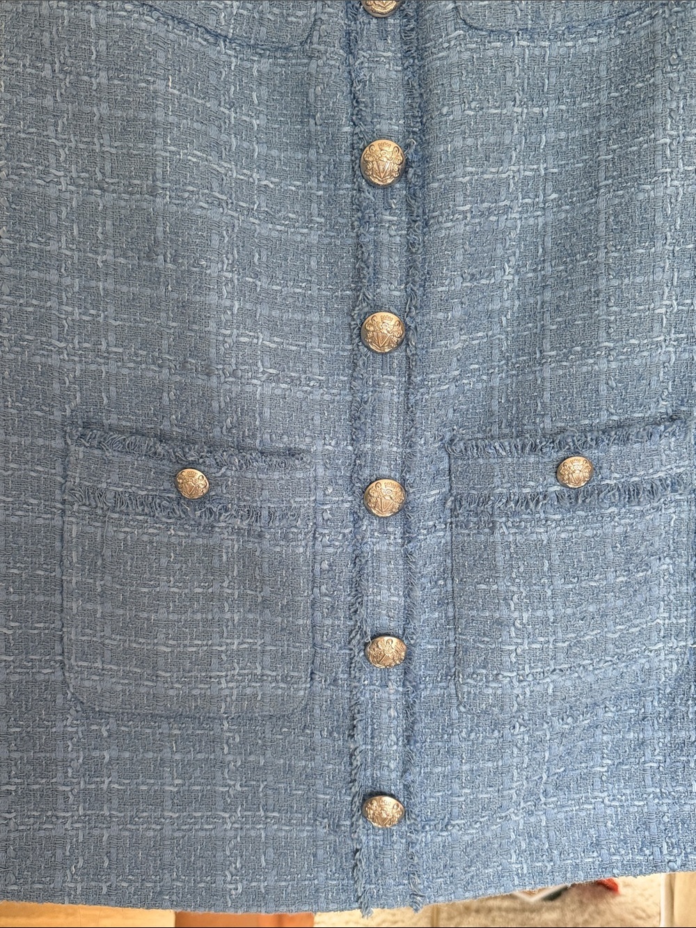 Veronica Beard Light Blue Textured Tweed Shift Dress - Picture 7 of 9